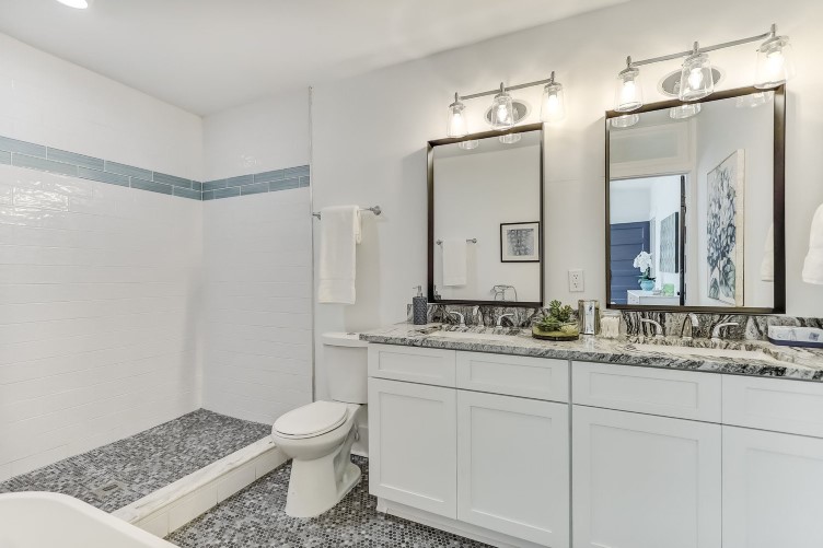 Bathroom renovation with vaulted ceiling