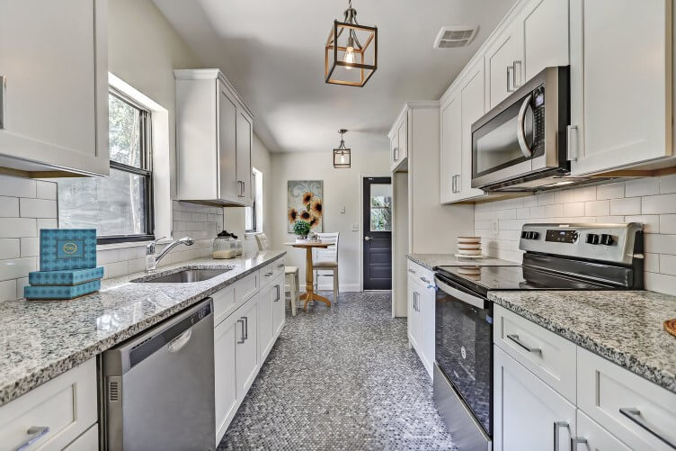 Kitchen renovation with shiplap accent